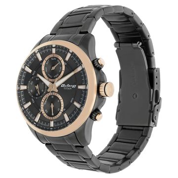 Titan Octane Quartz Multifunction Black Dial Stainless Steel Strap Watch for Men