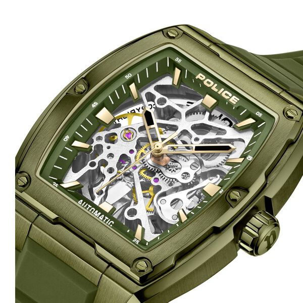 Police Men's Skeleton KL Rahul Edition Automatic Olive Silicone Strap Watch - image number 2