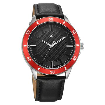 Fastrack Stunners X Quartz Analog Black Dial Leather Strap Watch For Guys