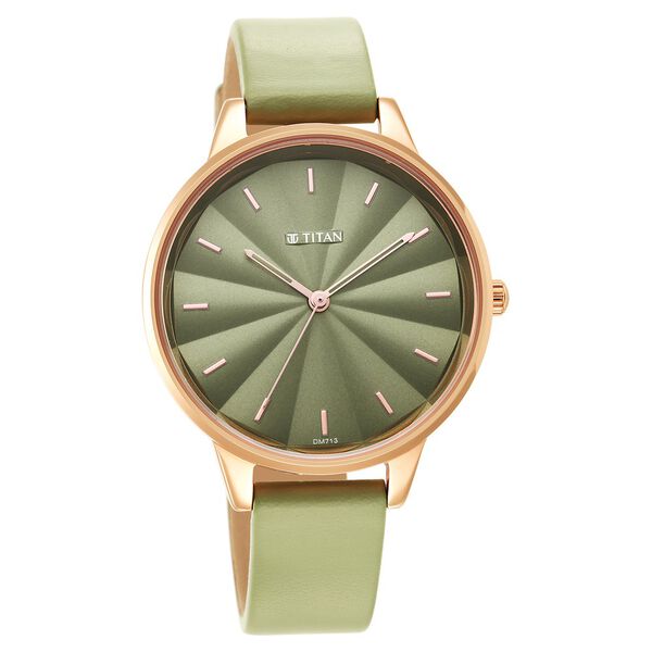 Titan Neo Green Dial Analog Leather Strap Watch for Women - image number 0