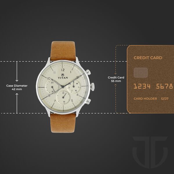 Titan Quartz Multifunction Silver Dial Leather Strap Watch for Men - image number 2