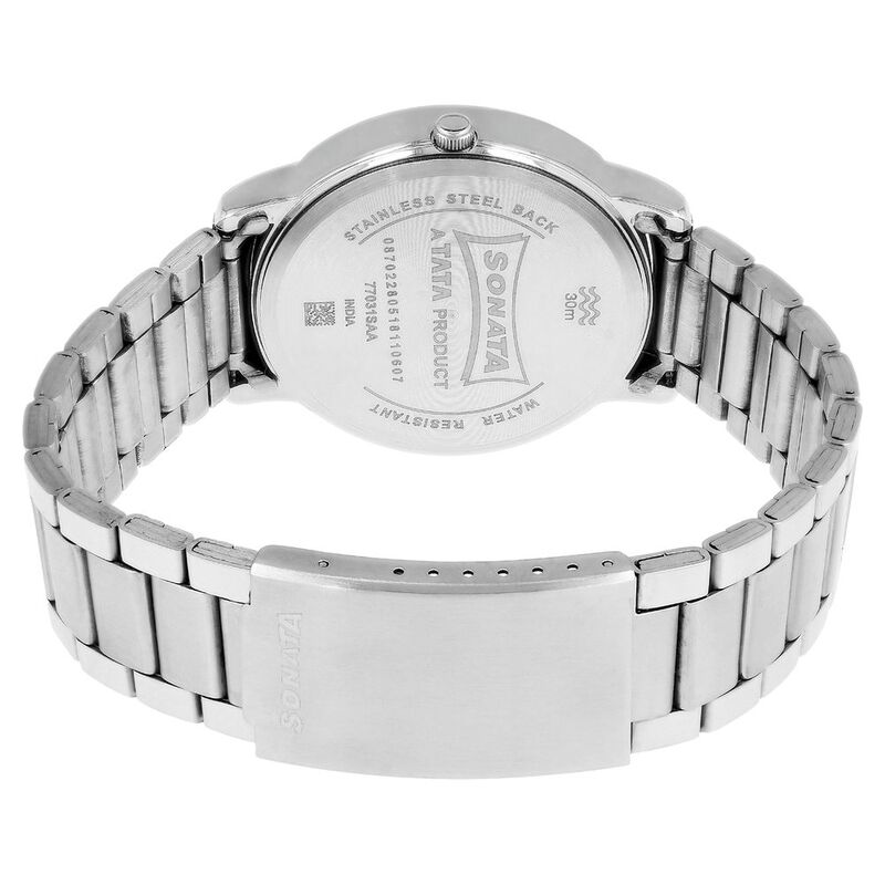 Sonata Quartz Analog with Day and Date Silver Dial Stainless Steel Strap Watch for Men - image number 4