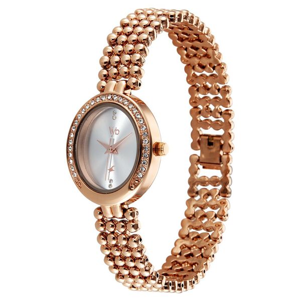 Vyb Iconique By Fastrack Quartz Analog Silver Dial Rose Gold Metal Strap Watch For Girls - image number 4