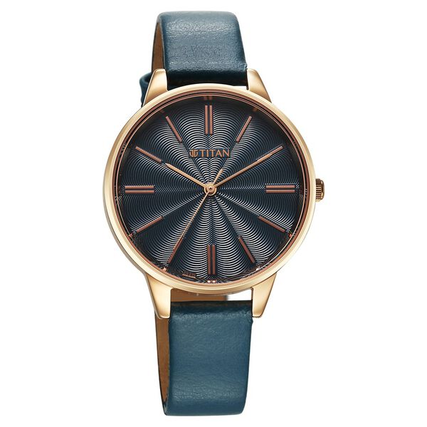 Titan Neo Quartz Analog Blue Dial Leather Strap Watch For Women - image number 1