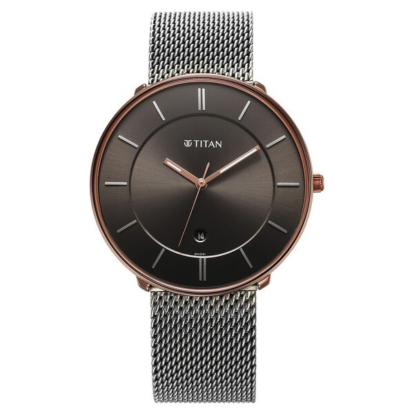 Titan Quartz Analog Anthracite Dial Stainless Steel Strap Watch for Men - image number 1
