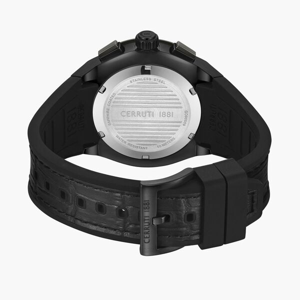 Cerruti 1881 Quartz Chronograph Black Dial Black Silicone Strap Watch For Men - image number 4