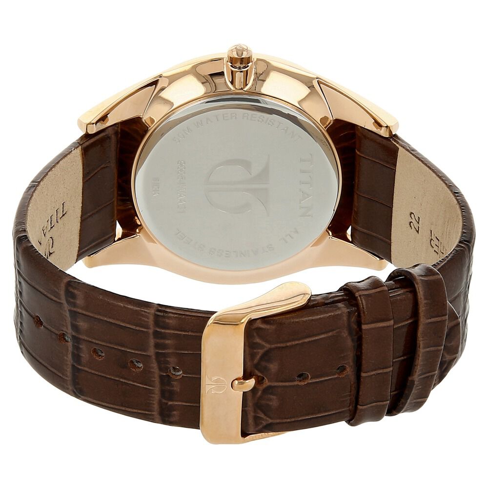 Buy Online Titan Analog Brown Dial with Date Leather Strap watch for Men nl90054wl01 Titan