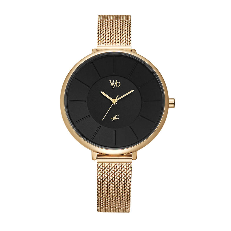 Fastrack Vyb Halo Quartz Analog Black Dial Stainless Steel Strap Watch for Girls