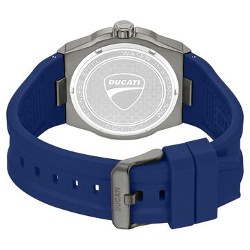Ducati Quartz Analog Grey Dial Blue Silicone Strap Watch For Men