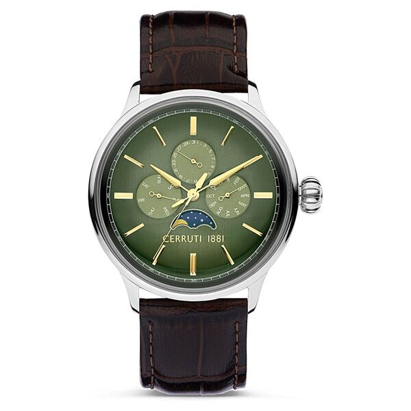 Cerruti 1881 Green Dial Leather Strap Watch for Men - image number 0