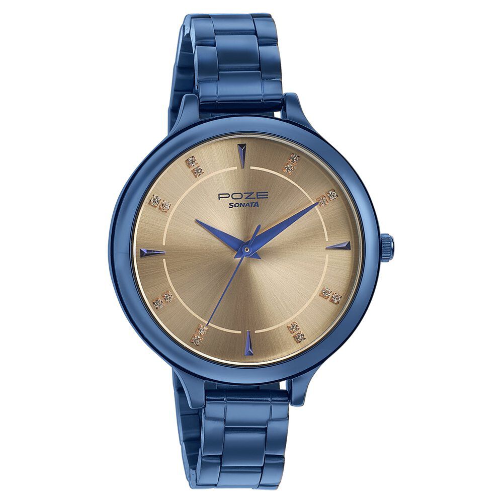 Sonata Poze Quartz Analog Rose Gold Dial Metal Strap Watch for Women-image-35