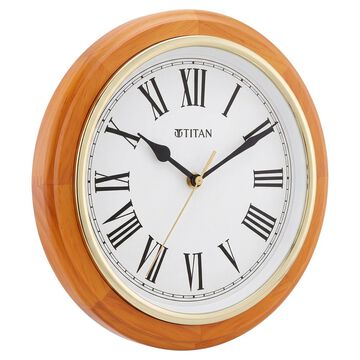 Titan Wooden Classic White Dial Round Wall Clock with Pine Wood Frame & Silent Sweep | 30 cm x 30 cm x 4.3 cm