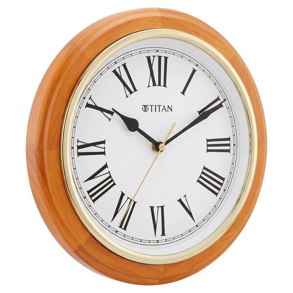 Titan Wooden Classic White Dial Round Wall Clock with Pine Wood Frame & Silent Sweep | 30 cm x 30 cm x 4.3 cm - image number 2