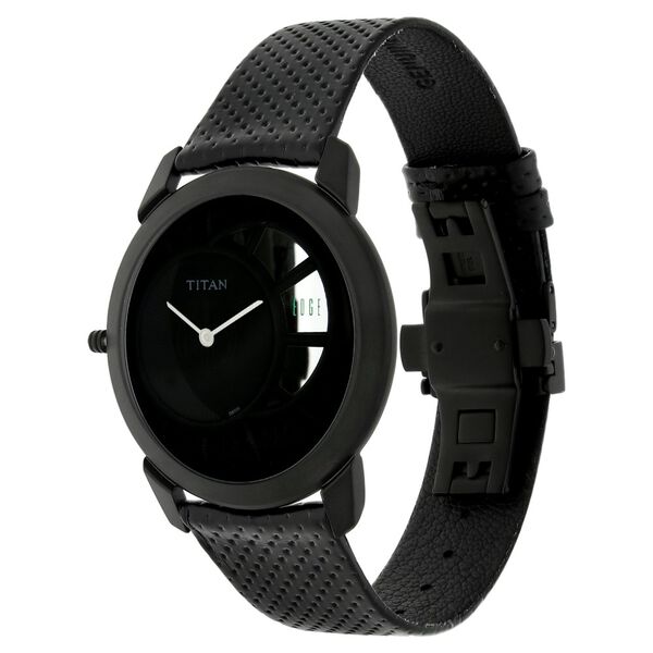 Titan Edge Quartz Analog Black Dial Black Leather Strap Watch For Men - image number 1