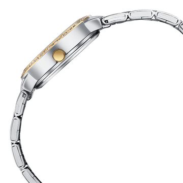 Sonata Poze Quartz Analog White Dial Two Toned Colour Stainless Steel Strap Watch For Women