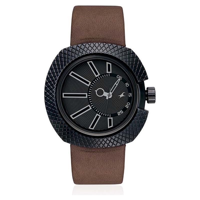 Fastrack Quartz Analog Black Dial Leather Strap Watch for Guys