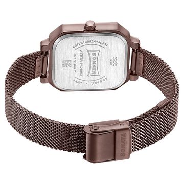 Sonata Modern Edit Quartz Analog Brown Dial Brown Stainless Steel Strap Watch For Women