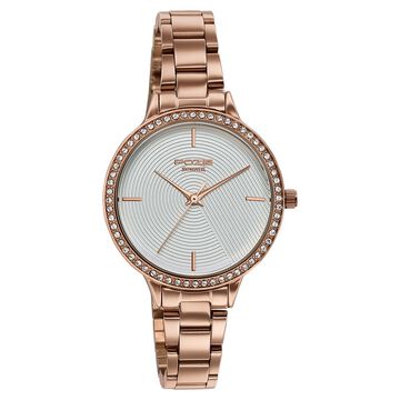 Poze By Sonata Quartz Analog White Dial Rose Gold Stainless Steel Strap Watch For Women