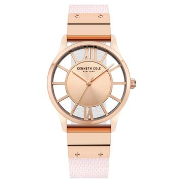 Kenneth Cole Quartz Analog Rose Gold Dial Leather Strap Watch for Women