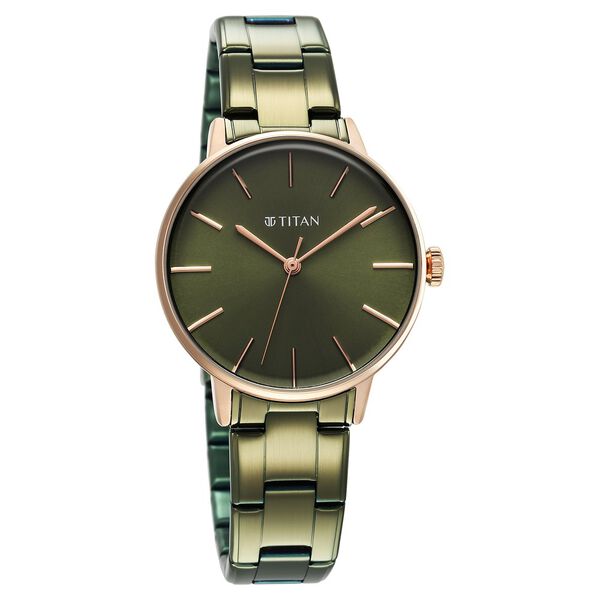 Titan TGIF Quartz Analog Green Dial Green Stainless Steel Strap Watch for Women - image number 1