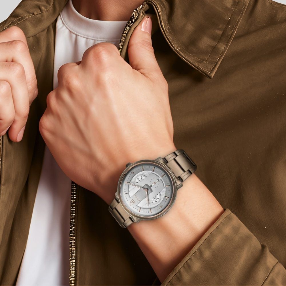 Buy Online Titan Quartet Grey Dial Quartz Multifunction Stainless