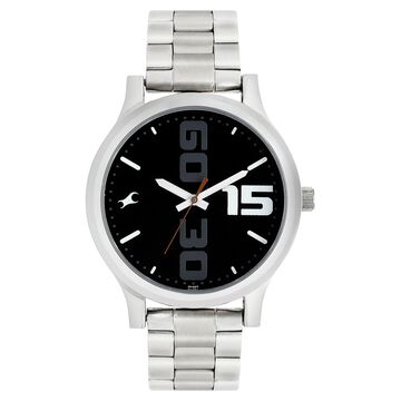Fastrack Bold Quartz Analog Black Dial Stainless Steel Strap Watch for Guys