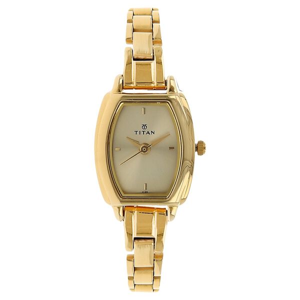 Titan Quartz Analog Champagne Dial Stainless Steel Strap Watch for Women - image number 0