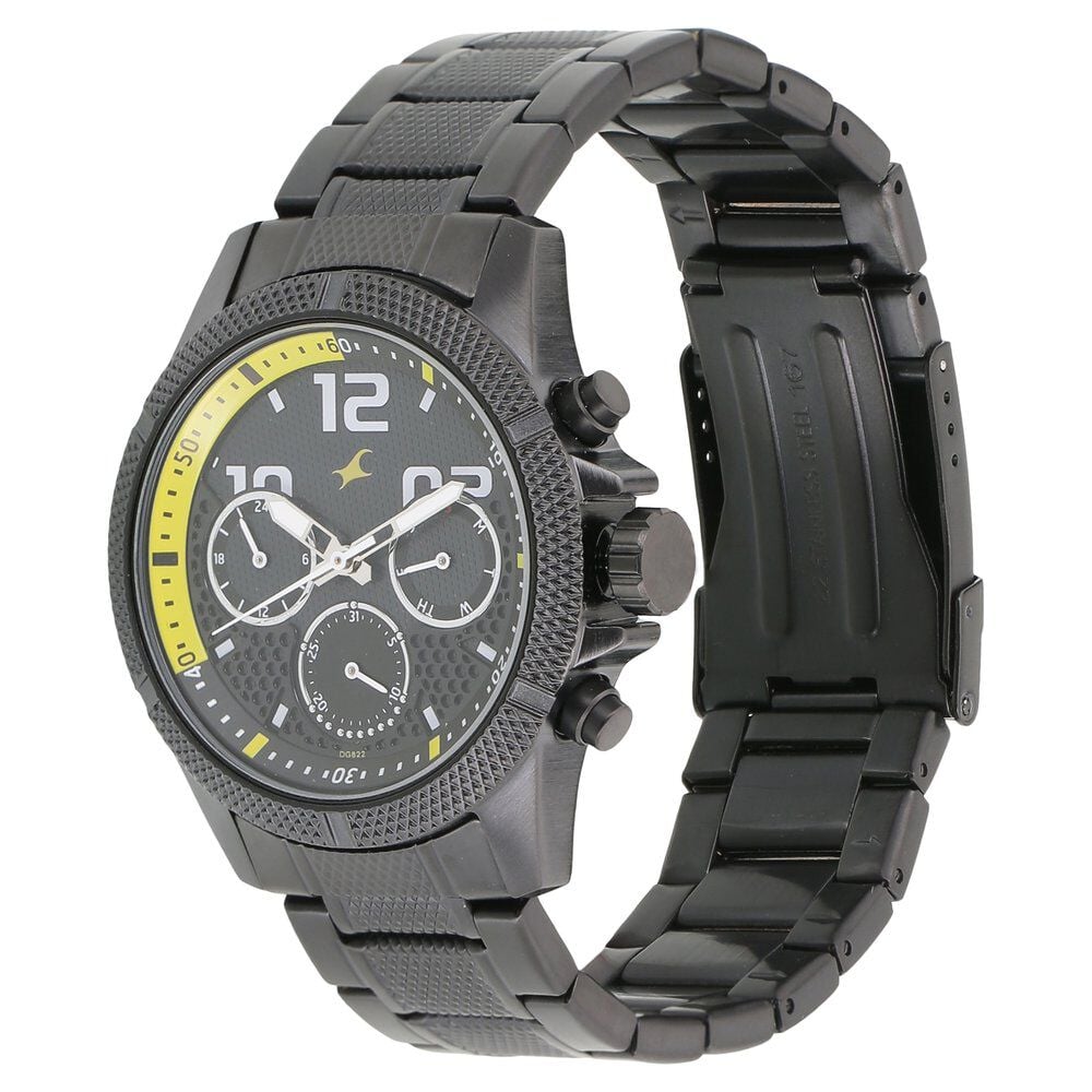 Buy Online Fastrack Loopholes Quartz Multifunction Black Dial
