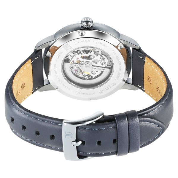 Titan Automatic Color Upgrade Silver Dial Grey Leather Strap Watch For Men - image number 4