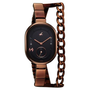 Fastrack Maximinimal Quartz Analog Black Dial Stainless Steel Strap Watch for Girls