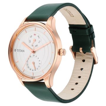 Titan Neo Workdays Silver Dial Quartz Multifunction Leather Strap watch for Women