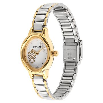 Sonata Quartz Analog White Dial Stainless Steel Strap Watch for Women