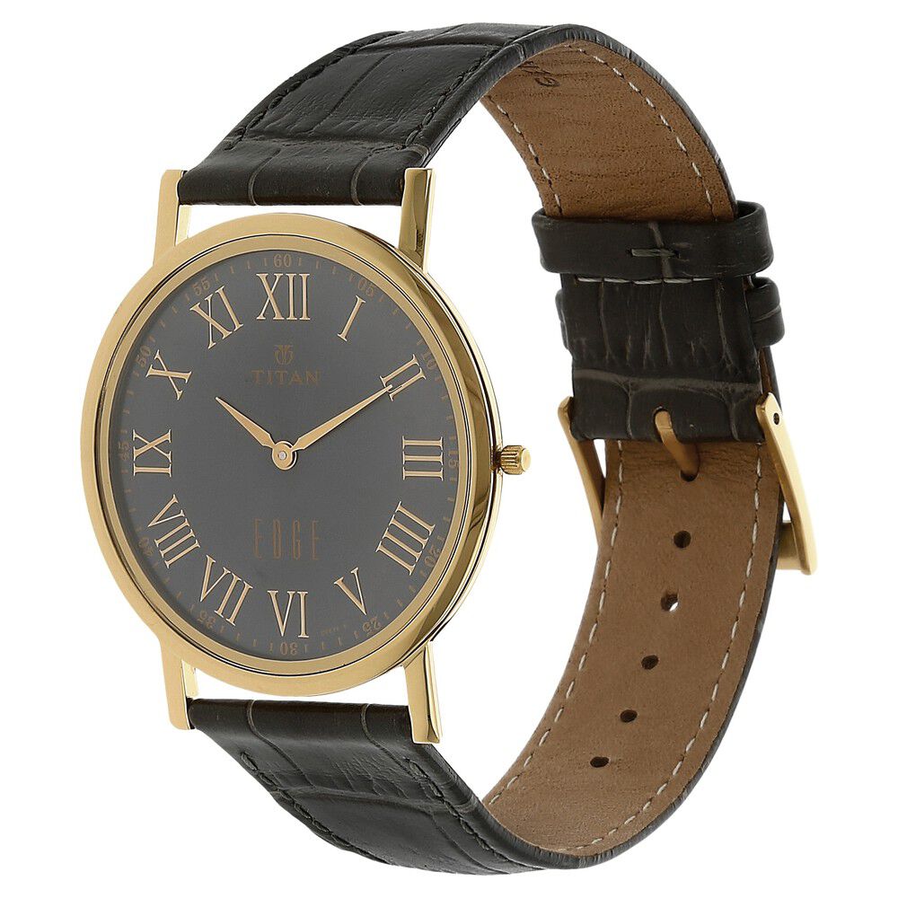 Buy Online Titan Quartz Analog Grey Dial Leather Strap Watch for Men nl1595yl02 Titan