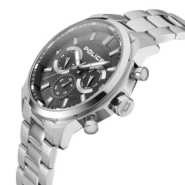 Police Black Dial Silver Strap Multifunction Watch for Men - image number 1