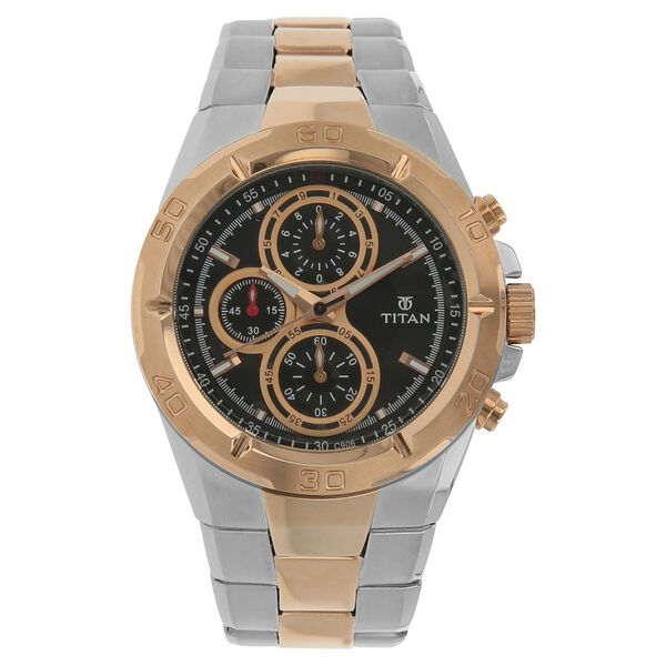 Titan Regalia Black Dial Chronograph Stainless Steel Strap watch for Men - image number 0