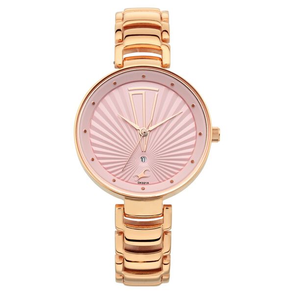 Buy Online Fastrack Ruffles Quartz Analog with Date Pink Dial 