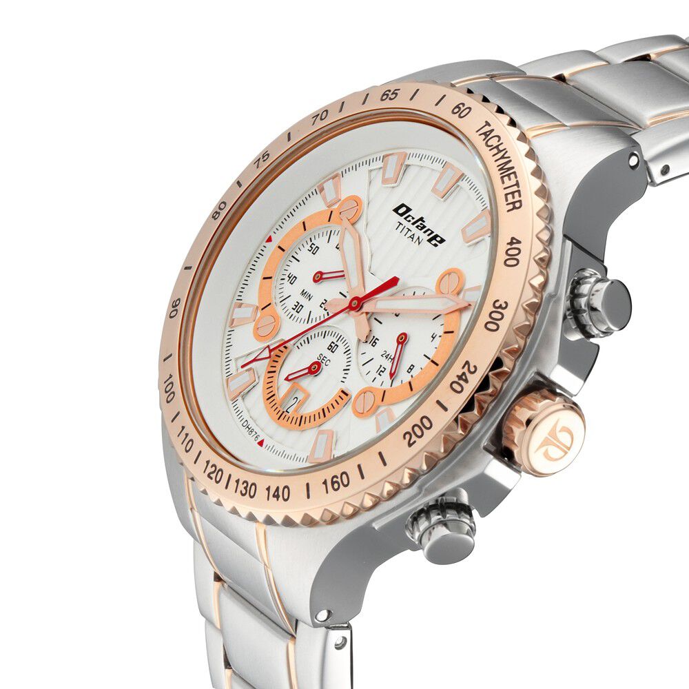 Titan octane chronograph white dial men's watch on sale