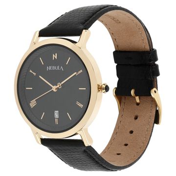 Titan Nebula Vintage 18k Gold Analog Leather Strap Watch For Men