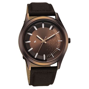 Fastrack Wild Quartz Analog Brown Dial Brown Leather Strap Watch For Guys