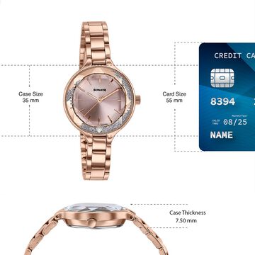 Sonata Festive Quartz Analog Pink Dial Rose Gold Metal Strap Watch For Women