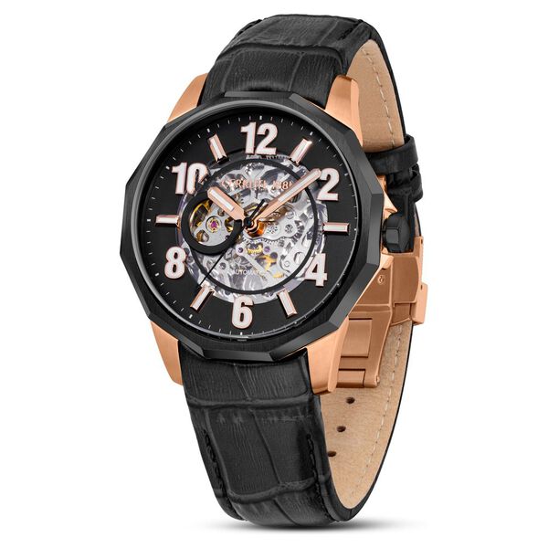 Cerruti 1881 Black Dial Leather Strap Watch for Men - image number 1