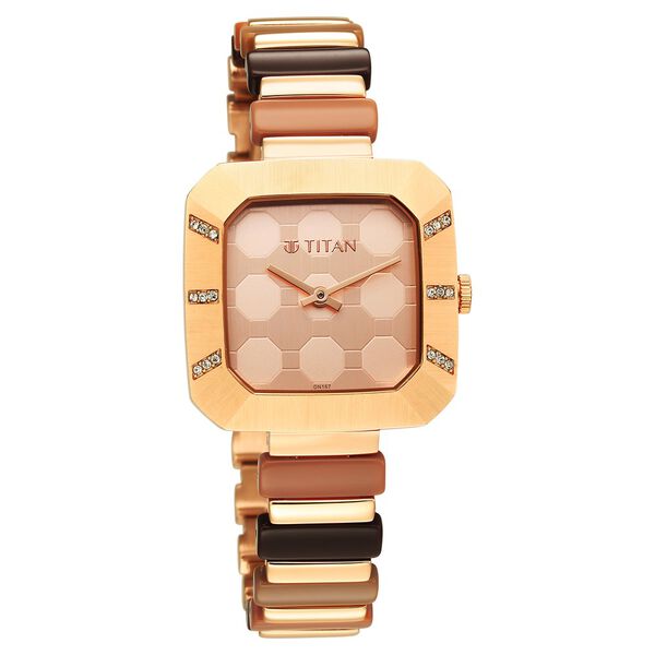Titan Glitz Rose Gold Dial Analog Metal Strap watch for Women - image number 0