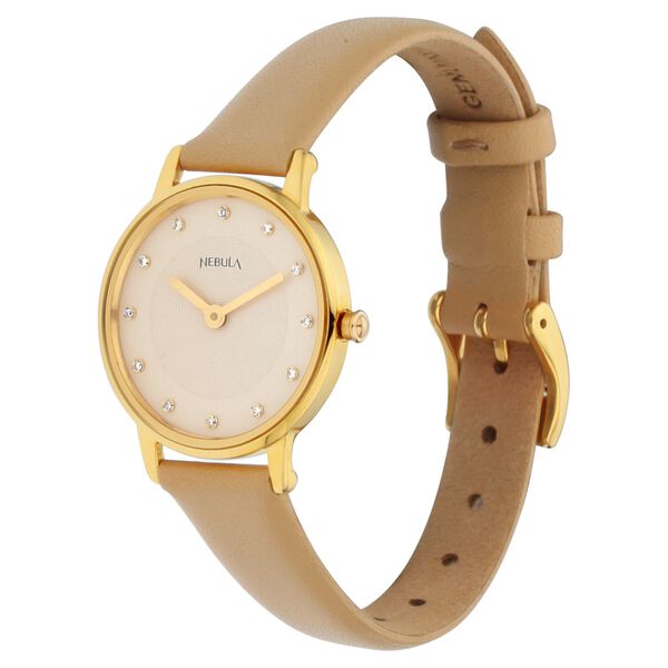 Titan Nebula Lustre 18k Gold Analog Leather Strap Watch for Women - image number 2