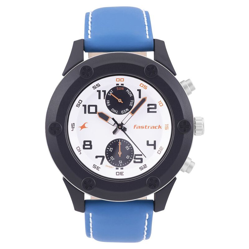 Fastrack Modular Quartz Analog White Dial Leather Strap Watch for Guys - image number 1