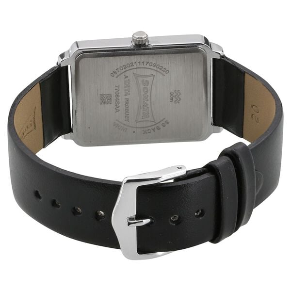 Sonata Quartz Analog Silver Dial Leather Strap Watch for Men - image number 3