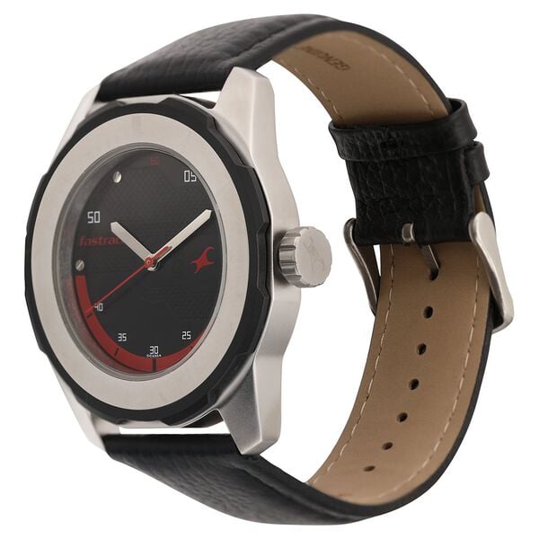 Fastrack Quartz Analog Black Dial Leather Strap Watch for Guys - image number 2