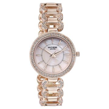 Sonata Poze Quartz Analog Pink Dial Rose Gold Color Metal Strap Watch For Women