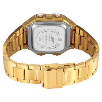 SF Digital Dial Golden Stainless Steel Strap Watch For Unisex