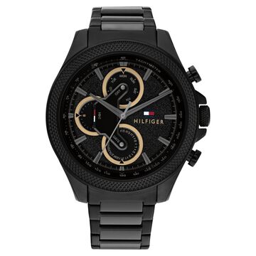 Tommy Hilfiger Multifunction Black Round Dial Black Stainless Steel Strap Watch For Men