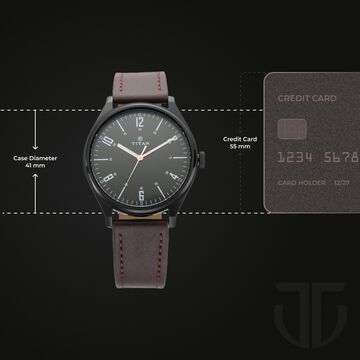 Titan Men's Minimalist Zen Watch Black: Sleek Leather Strap with Contrast Hands